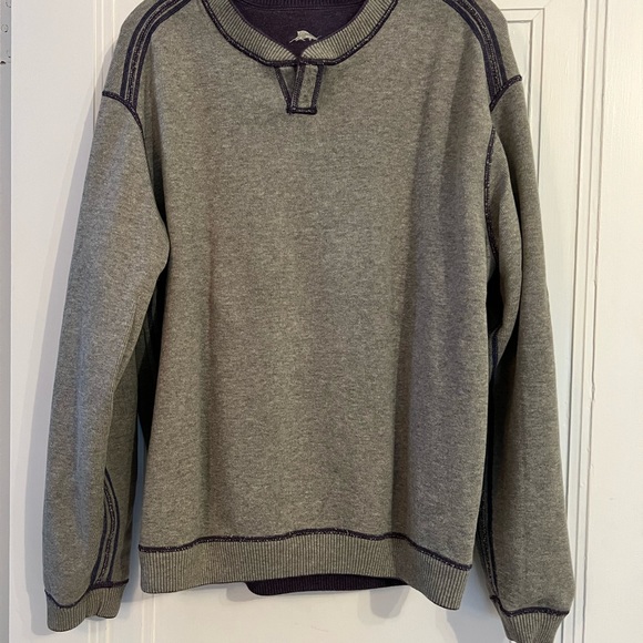 ~Tommy Bahama Purple/Grey Flipshore Abaco Reversible Sweatshirt Sz. L MSRP: $110 - Picture 3 of 5